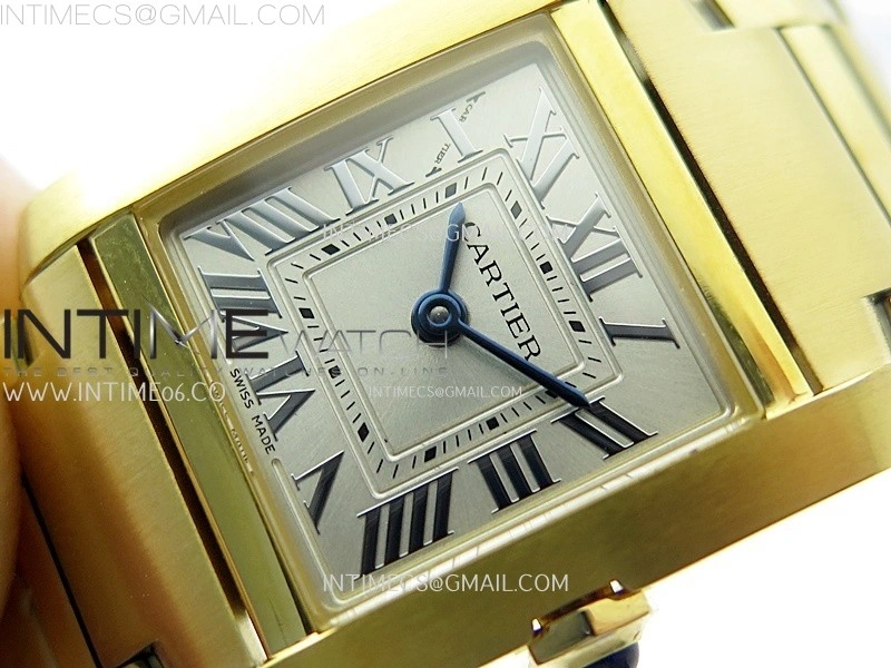 Tank Francaise Ladies 21.2mm YG 8848F 1:1 Best Edition Silver Dial on YG Bracelet Ronda Quartz